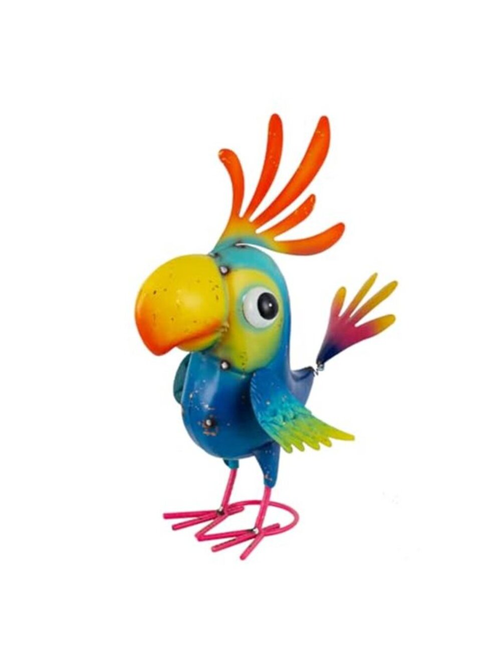 New 15" Metal Parrot Statue Outdoor Garden Decor